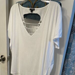 White short sleeve dolman top by Express Size L.